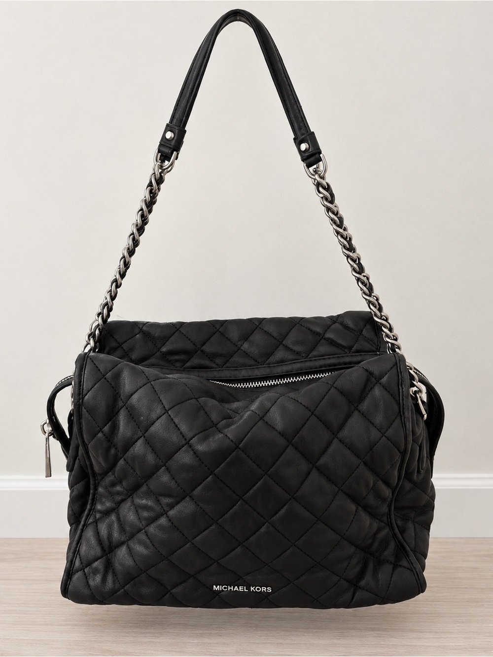 Michael Kors Black Quilted Leather Chain Shoulder Bag Tote